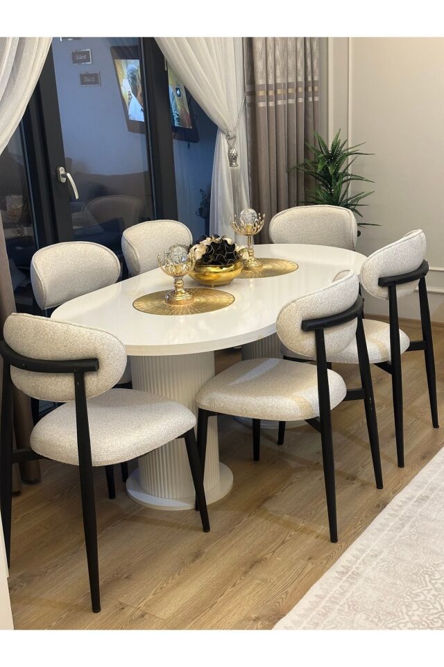 Bohem Ahşap Masa Sandalye Takımı-Siyah