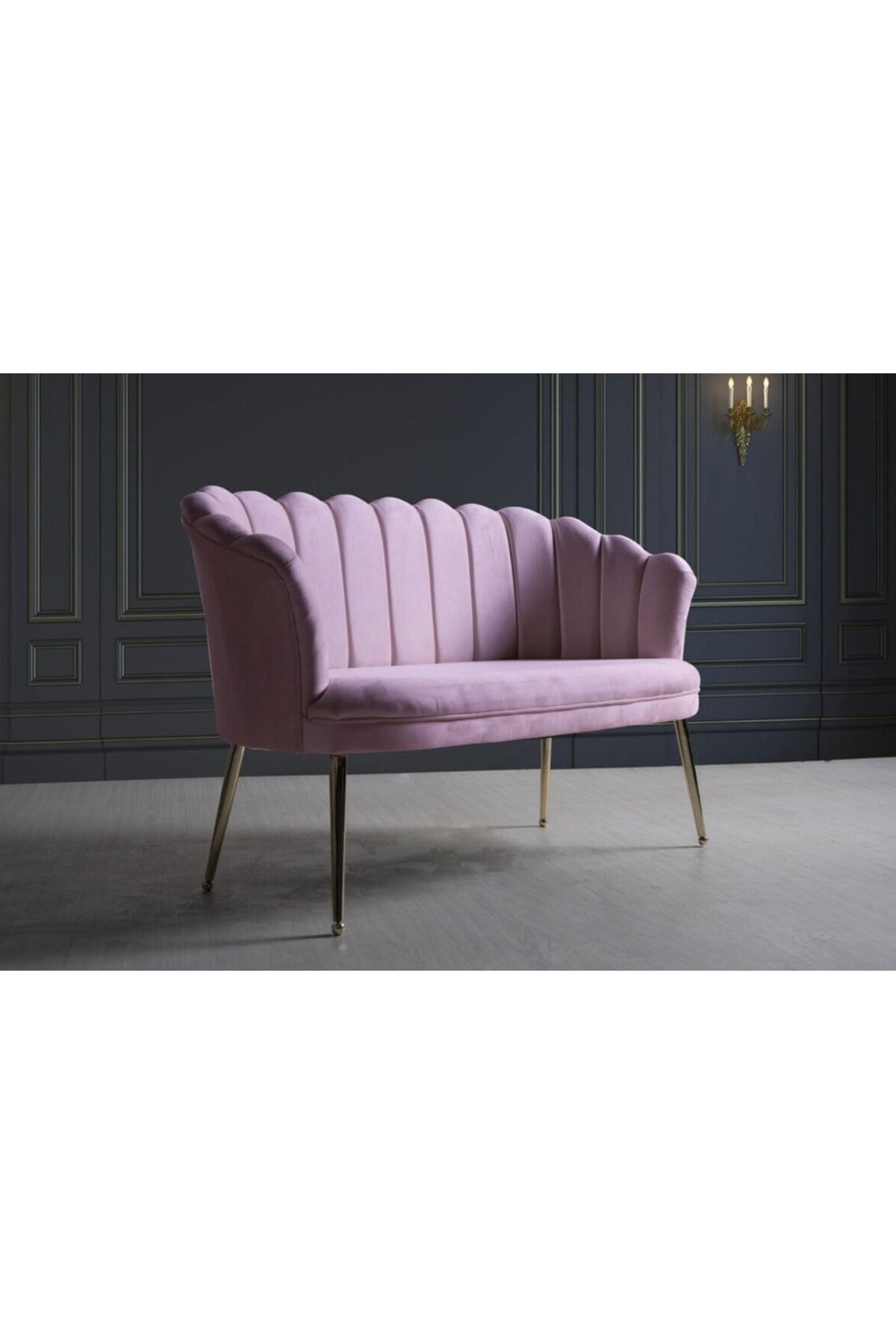 Papatya İkili Çay Seti Koltuk-Gold Ayak-Pembe