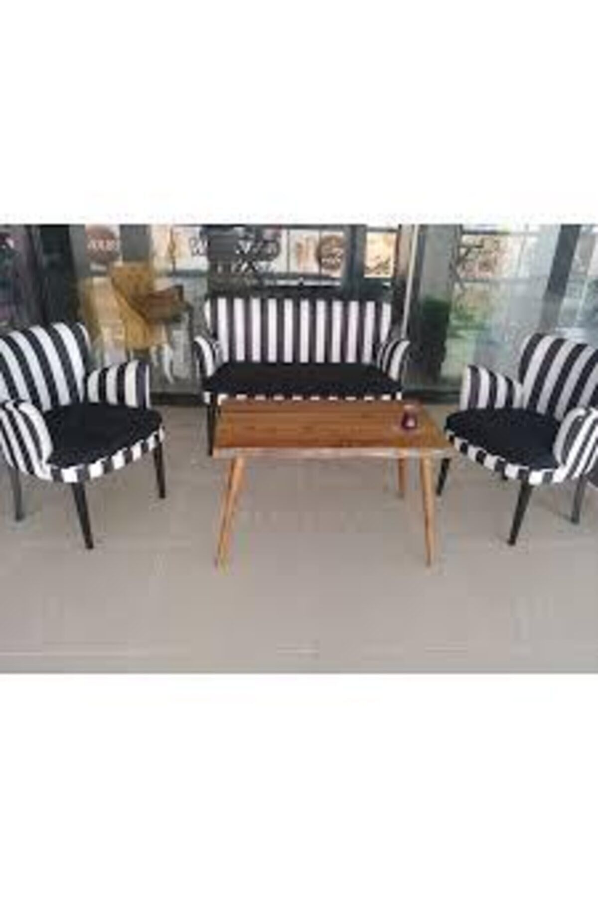 Çay Seti Koltuk Takımı Kollu-Zebra Desen