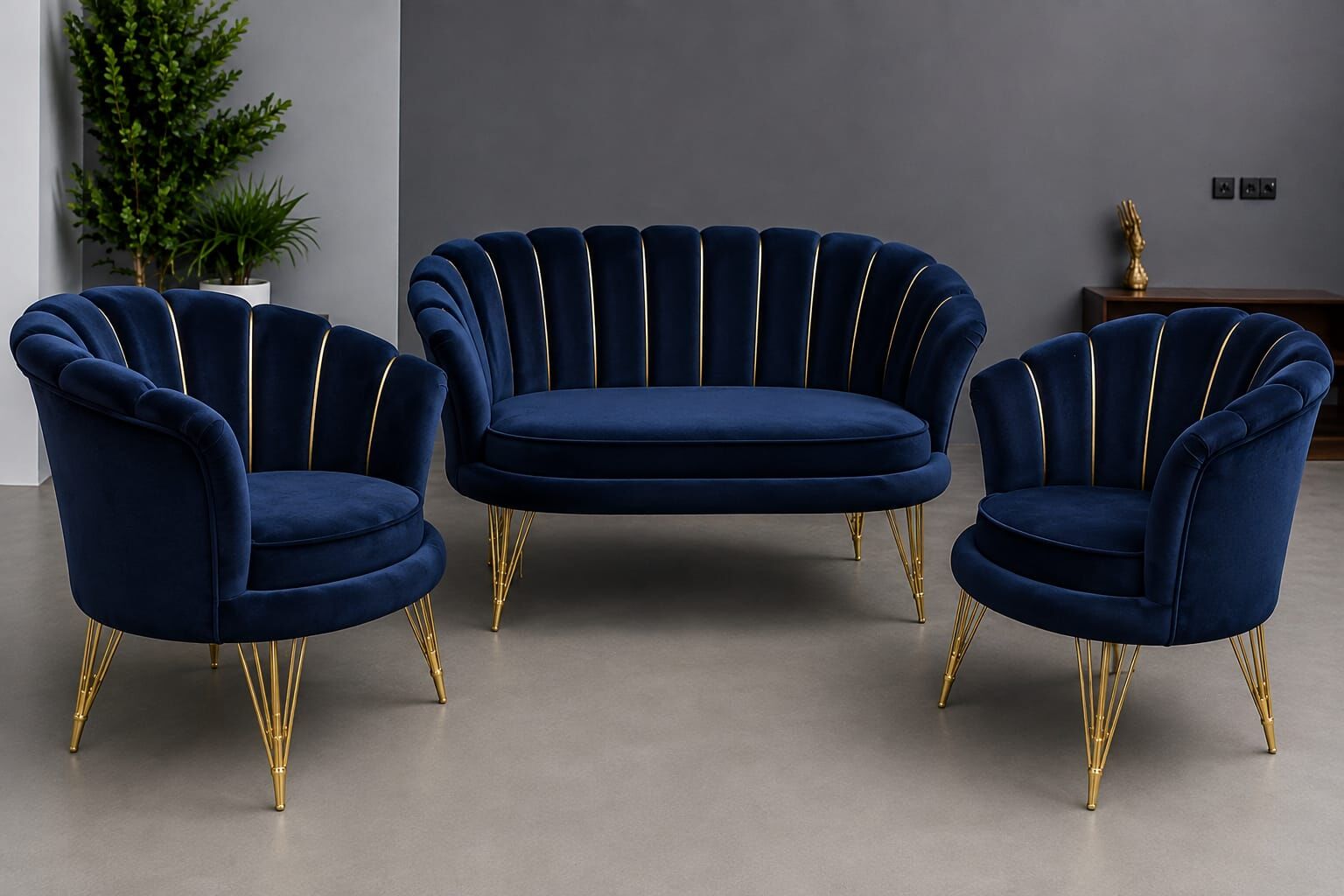 Midye Çay Seti Koltuk Takımı Lacivert