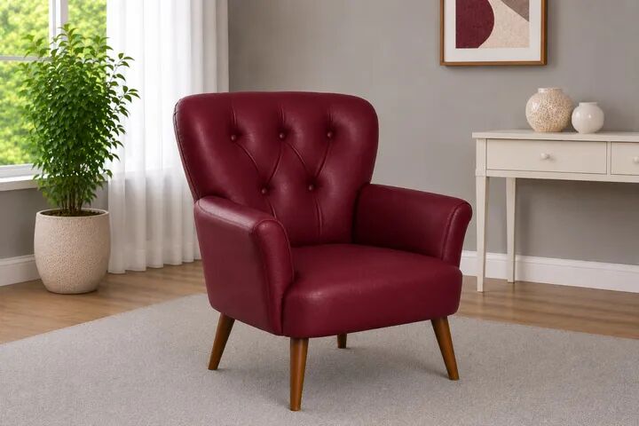Stone Deri Kollu Çay Seti Tekli Berjer Bordo
